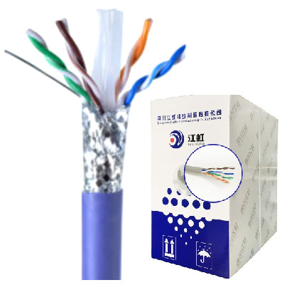 200 ม. / ม้วน 100 ม. / ม้วนทองแดงหุ้มอลูมิเนียม Cat6 Sftp Cat6a สายเคเบิล PVC PE Sheath
